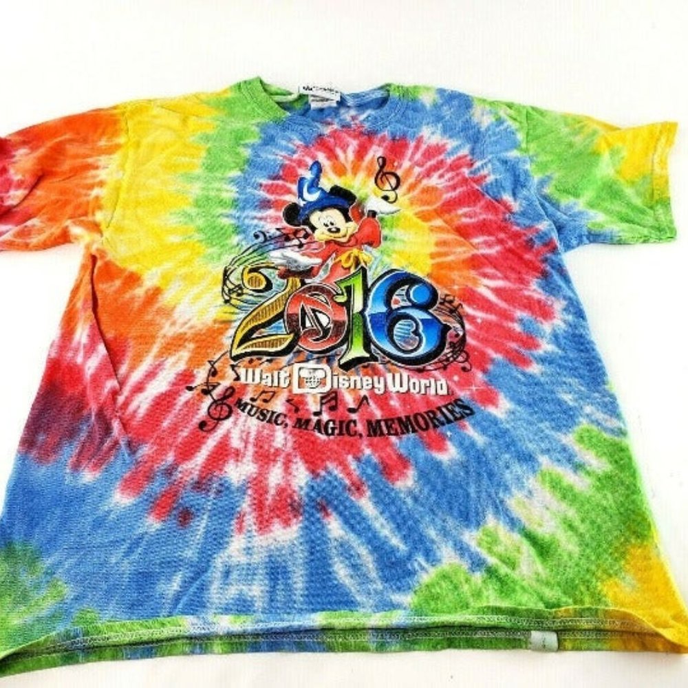 Walt Disney World Parks Mickey Mouse Tie Dye T-Shirt 2016 Music Youth XL EUC